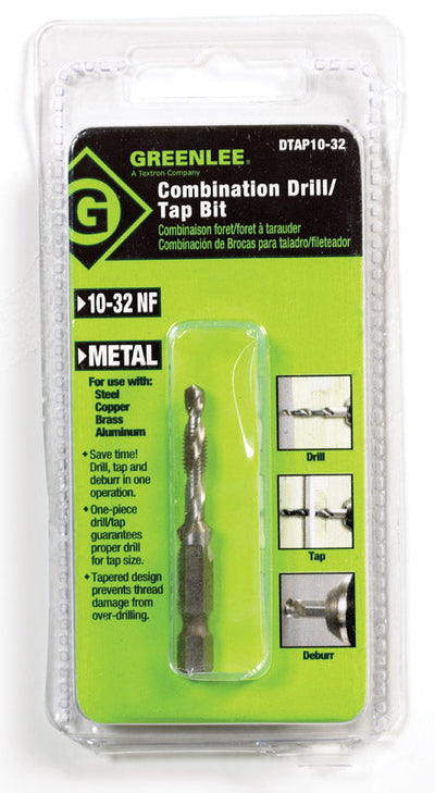 Greenlee High Speed Steel Drill and Tap Bit 1/4-20 1 pc Greenlee High Speed Steel Drill and Tap Bit 10-32 1 pc 