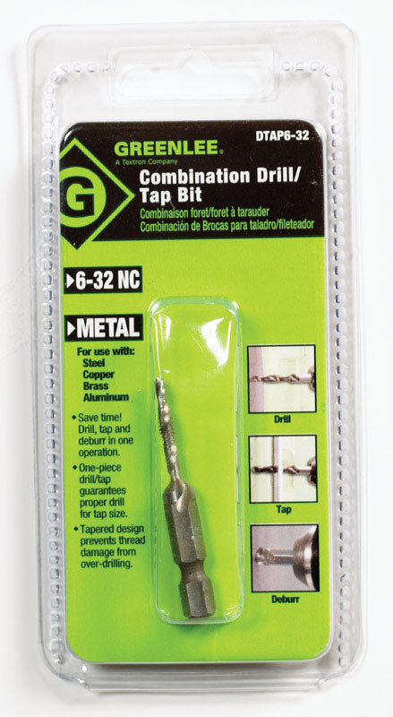 Greenlee High Speed Steel Drill and Tap Bit 8-32 1 pc Greenlee High Speed Steel Drill and Tap Bit 6-32 1 pc 