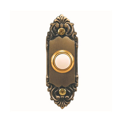 Heath Zenith Antique Brass Metal Wired Pushbutton Doorbell 