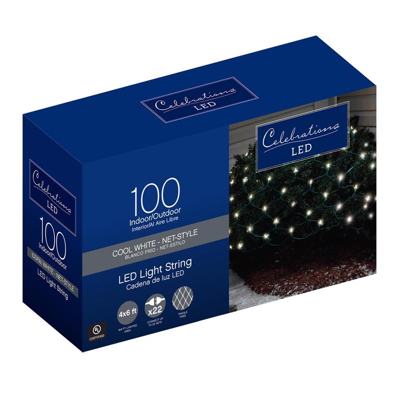 Intermatic Indoor Countdown Timer White Celebrations LED Mini Cool White 100 ct Net Christmas Lights 6 ft. 