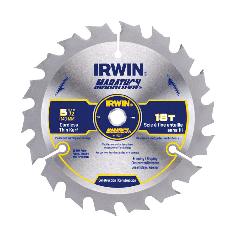 Irwin Marathon 5-1/2 in. D Carbide Circular Saw Blade 18 teeth 1 pk 