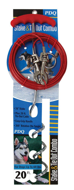 JMF Company 1/4 in. MPT X 1/4 in. D MPT Brass Nipple 2 in. L Gardner Bender 3/4 in. W Plastic Insulated Cable Staple 15 pk PDQ Boss Pet Silver / Red Vinyl Coated Cable Dog Tie Out Stake Large 