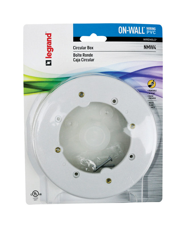 Legrand Round PVC 1 gang Electrical Box White 