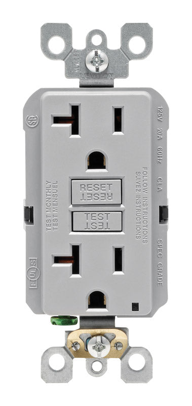 Leviton 20 amps 125 V Gray GFCI Outlet 5-20R 1 pk 