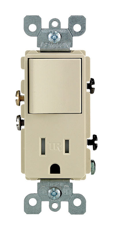 Leviton Decora 15 amps 125 V White Combination Switch/Outlet 5-15 R 1 pk Leviton Decora 15 amps 125 V Ivory Combination Switch/Outlet 5-15R 