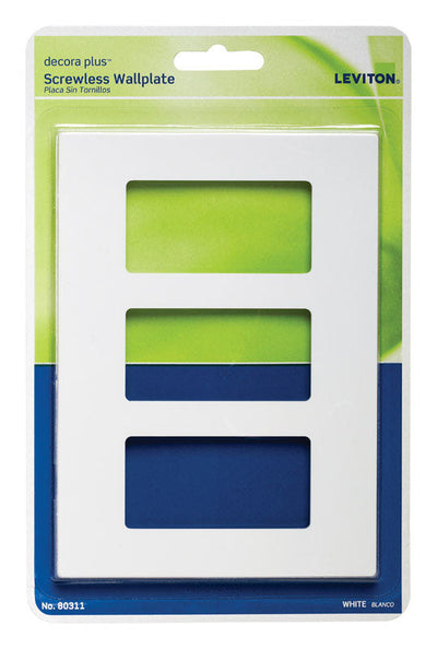 Leviton Decora Light Gray 3 gang Polycarbonate Screwless Wall Plate 1 pk Final Touch White Card Stock Wine Tags Leviton Decora Plus White 3 gang Polycarbonate Rocker Screwless Wall Plate 1 pk 