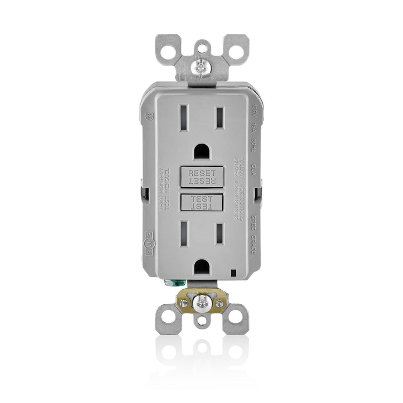 Leviton SmartlockPro 15 amps 125 V Duplex Light Gray GFCI Outlet 5-15R 1 pk Leviton 15 amps 125 V Duplex Gray GFCI Outlet 5-15R 1 pk 