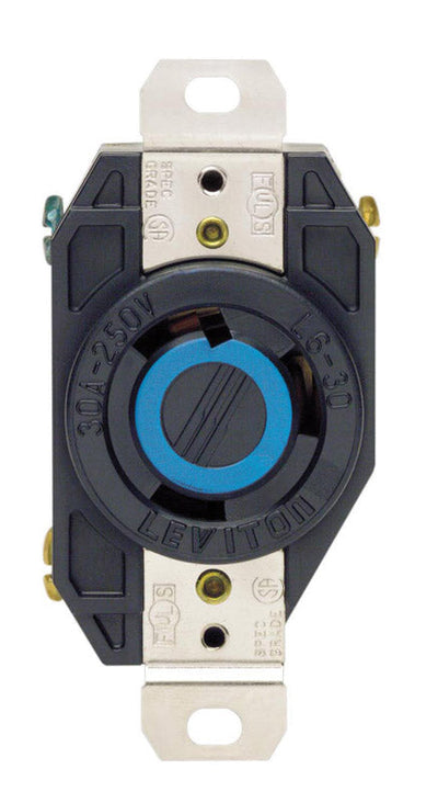 Leviton V-0-MAX 30 amps 250 V Single Black Locking Receptacle L6-30R 1 pk 