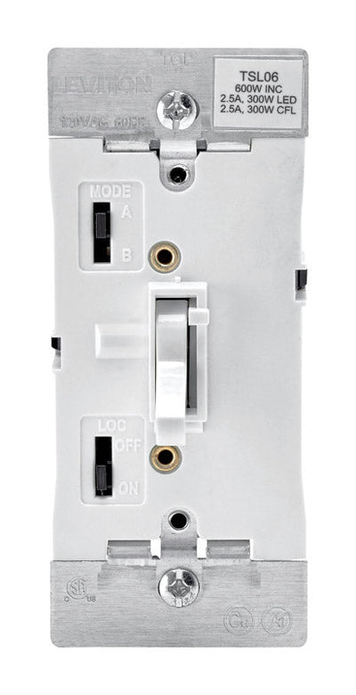 Leviton White 600 W Toggle Dimmer Switch 1 pk 