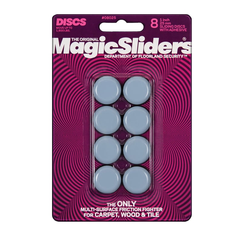 Magic Sliders Gray 1 in. Adhesive Plastic Sliding Discs 8 pk 