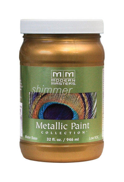 Modern Masters Shimmer Satin Copper Penny Metallic Paint 1 qt Modern Masters Shimmer Satin Statuary Bronze Metallic Paint 1 qt Modern Masters Shimmer Satin Brass Metallic Paint 1 qt 