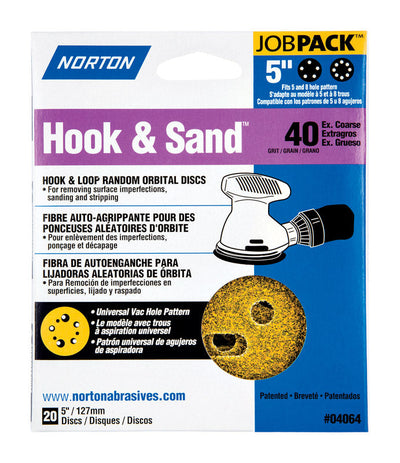 National Hardware 18 in. L Black Steel Cane Bolt 1 pk Norton Hook & Sand 5 in. Aluminum Oxide Hook and Loop A250/A290 Sanding Disc 40 Grit Extra Coarse 20 