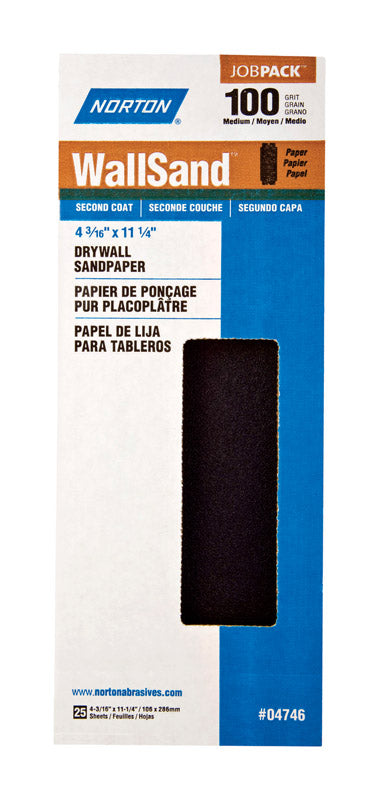 Norton WallSand 11-1/4 in. L X 4-3/16 in. W 100 Grit Silicone Carbide Drywall Sandpaper 25 pk 