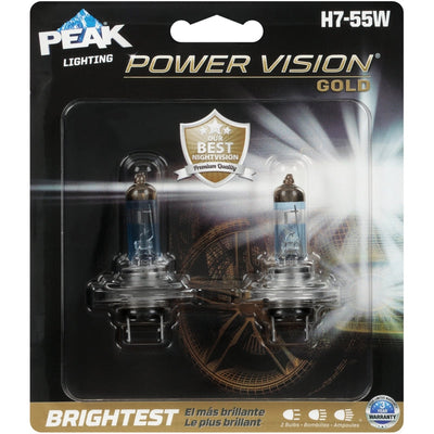 Peak Power Vision Gold Halogen High/Low Beam Automotive Bulb H7-55W 