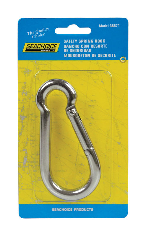 Seachoice Stainless Steel 4 in. L X 3/8 in. W Safety Spring Hook 1 pk 