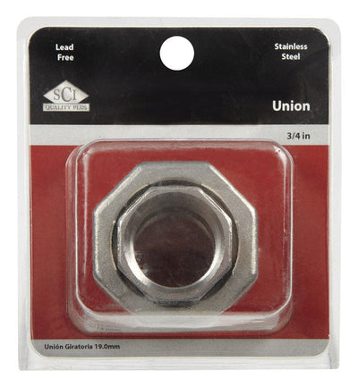 Smith-Cooper 3/4 in. FPT X 3/4 in. D FPT Stainless Steel Union 