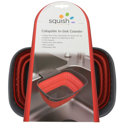 Squish Black/Red Polypropylene/TPR In Sink Collapsible Colander 2 qt 