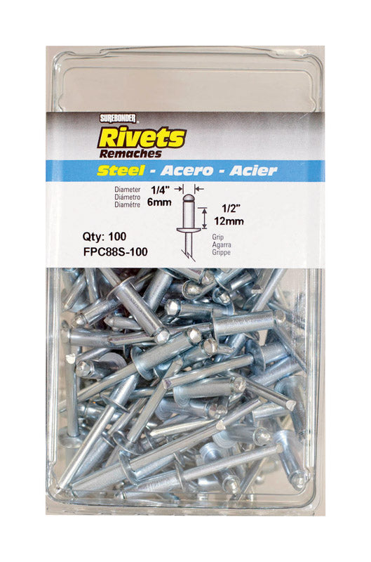 Surebonder 1/4 in. D X 1/2 in. Steel Rivets Silver 100 pk 