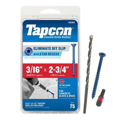 Tapcon 2-3/4 in. L Star Flat Head Concrete Screws 75 pk 