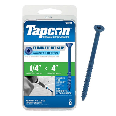 Tapcon 4 in. L Star Flat Head Concrete Screws 8 pk 