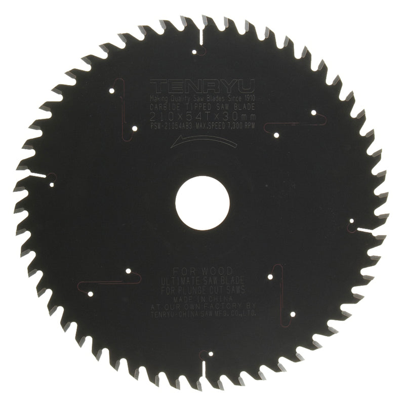 Tenryu 210 mm D X 30 mm Plunge Cut PTFE Coated Saw Blade 54 teeth 1 pc 