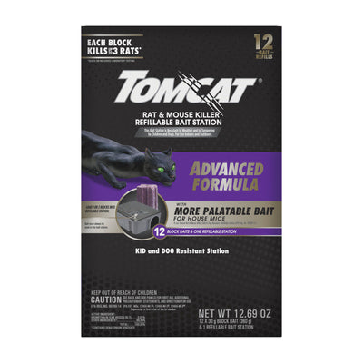 Tomcat Advanced Bait Station and Bait Blocks For Rats 12 pk 