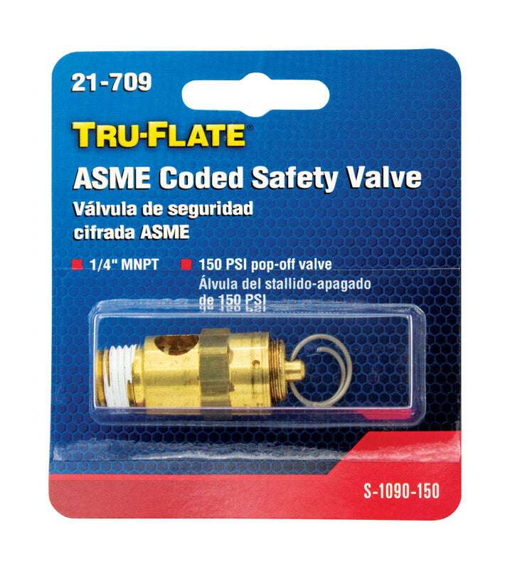 Tru-Flate Brass Safety Valve 1/4 in. Male 1 pc 