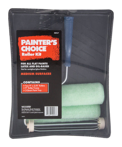 Truper Handle Hardwood Wooster Painter's Choice 9 in. W Cage Paint Roller Kit Threaded End 
