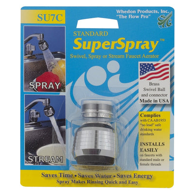 Whedon SuperSpray Dual Thread 15/16 in.- 27M x 55/64 in.-27F Chrome Swivel Sprayrator 