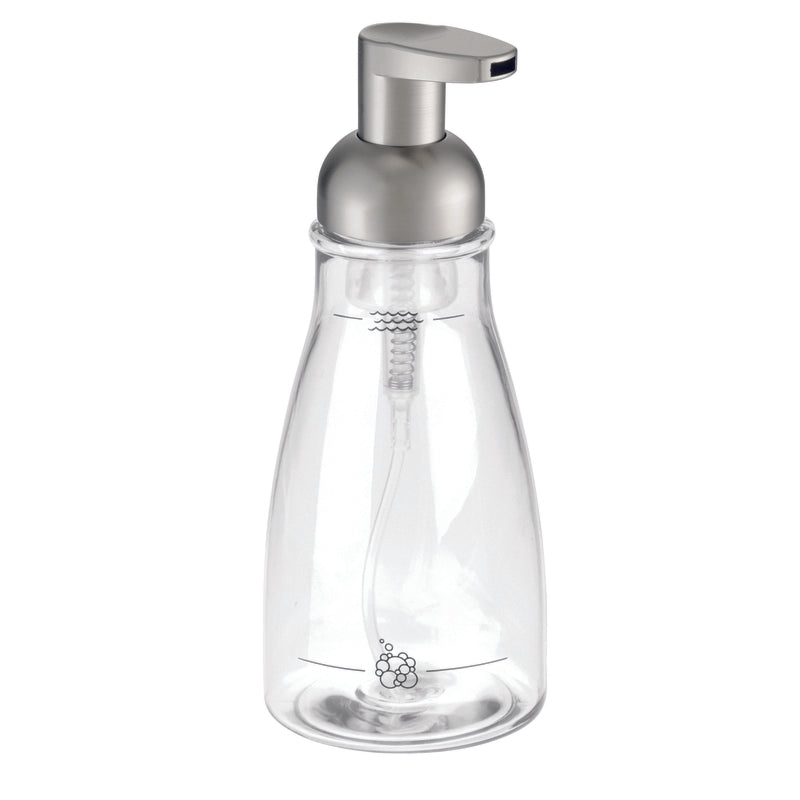 iDesign Brushed Nickel Clear Plastic Soap Dispenser 